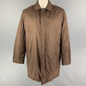 ETRO Size XL Brown Polyester Cotton Hidden Placket Coat